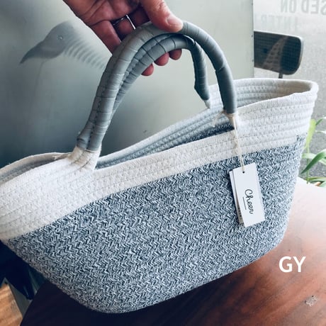Cheerバイカラートートバッグ / ハンドバッグ / ロープバッグ ▷ GRAY   ▷ GREEN  ▷NATURAL