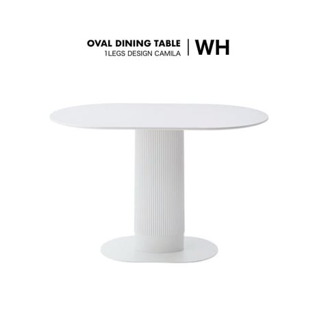 OVAL DINING TABLE / シンプルなオーバル天板 / 白が洗練された空間に溶け込む / ダイニングテーブル