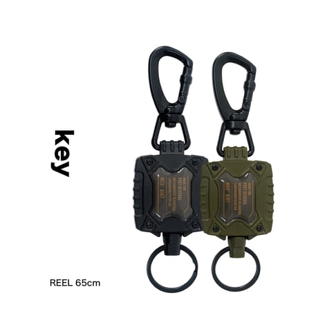 REEL KEY HOLDER / コード伸長65cmのリールキーホルダー カラビナ / スチール / BLACK , OLIVE POSTGENERAL