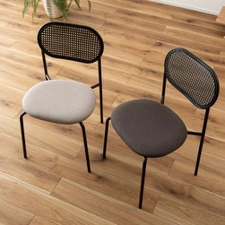 RATTAN BLACK STEEL fabric chair / BEIGE , GRAY / ダイニングチェア / シンプルモダン