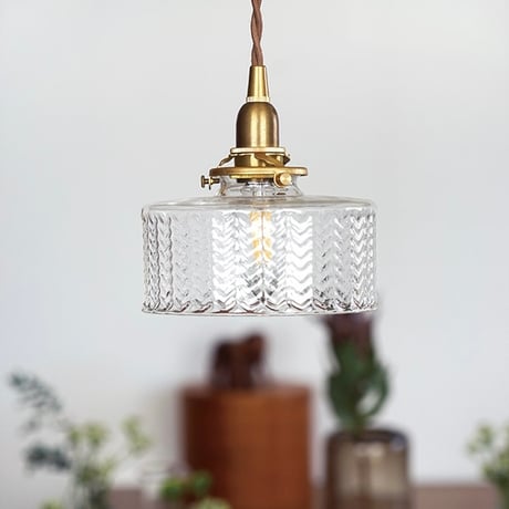 herringbone GRASS SHADE PENDANT / ペンダントライト / 真鍮灯具 / LED電球 / E17 / シーリングカバー付