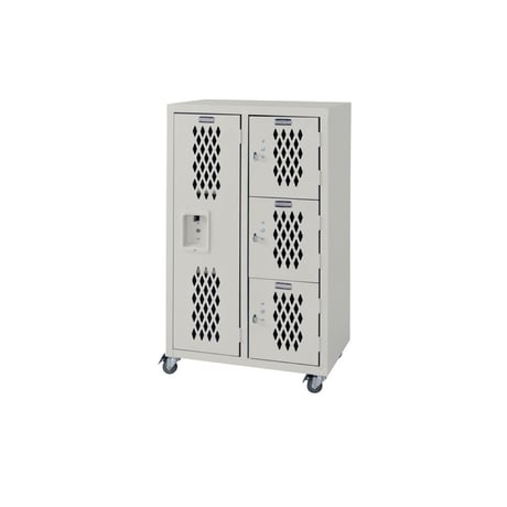 Locker chest 04 / IVORY , GRAY / ロッカーをイメージしたインダストリアルな雰囲気のスチールチェスト / 4杯 / ビンテージインテリア / 収納家具