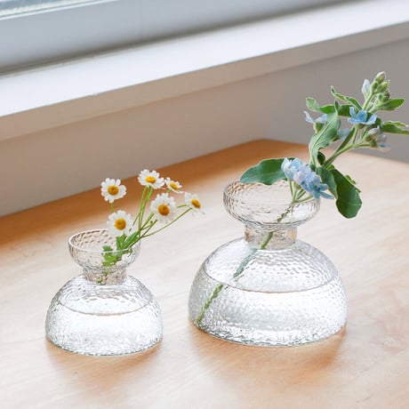 GRASS STAND TRAY 'N' VASE / フラワーベースとしても使えるガラス製のスタンドトレイ / Sサイズ , Lサイズ