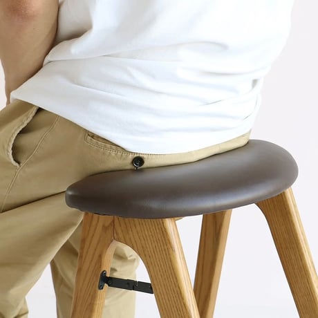 Folding Stool / アッシュ無垢材のフォールディングハイスツール / 合皮 BROWN , コーデュロイ KHAKI