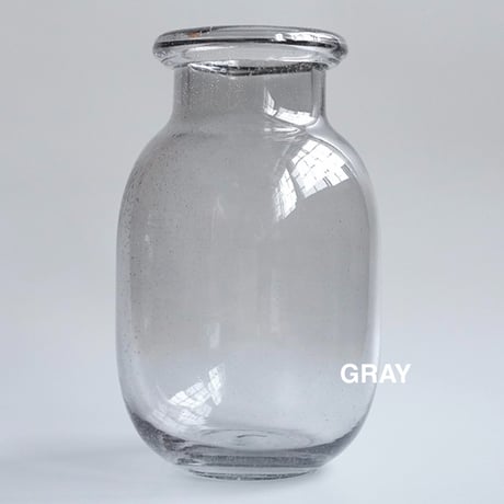 ＢＵＢＢＬＥ ＧＲＡＳＳ ＶＡＳＥ / ガラスにランダムな気泡が入っているシルエットが愛らしいトールサイズの花瓶 / CLEAR , GLAY