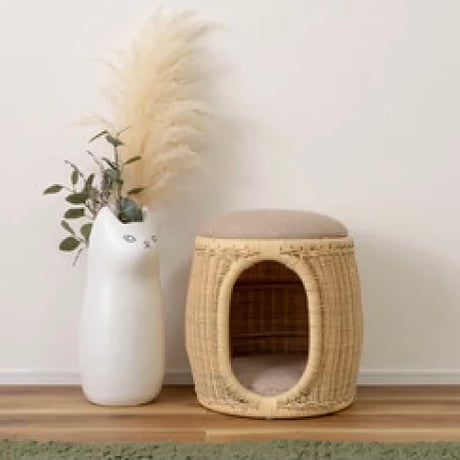 STOOL for PET HOUSE / ペットスツール /ラタン/ 座面取り外し可 / 内クッション取り外し可