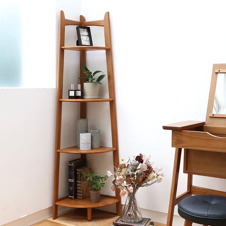 Corner Shelf / おしゃれなディスプレイに最適なコーナーシェルフ / BROWN / コーナーラック / 棚 ラック / 4段ラック
