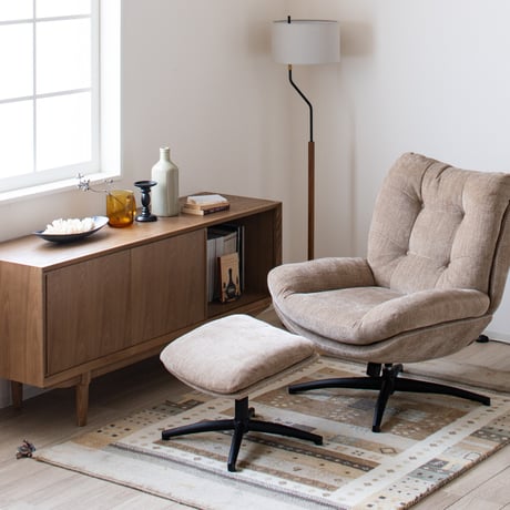 PERSONAL CHAIR + OTTOMAN / BEIGE , GRAY , BROWN / パーソナルチェア / ソファ