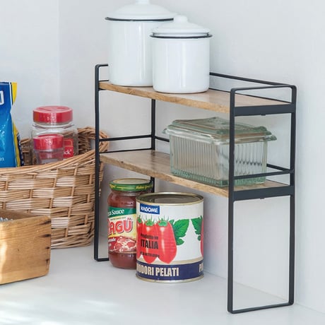 IRON WOOD DESK RACK 'N' KITCHEN / シンプルなアイアンフレームと天然素材の省スペース収納 / デスクラック / キッチンラック
