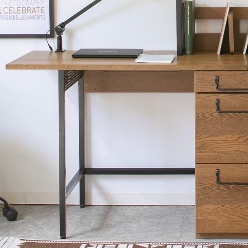 IRON × WOOD DESK / アイアンとオーク突板のコラボデスク / 幅100cm→