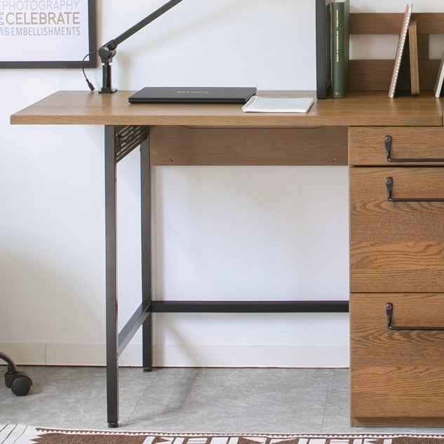 IRON × WOOD DESK / アイアンとオーク突板のコラボデスク / 幅100cm→