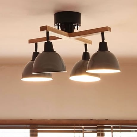 WOOD ROD CROSS 4 CEILING LAMP / ジェンダー ウッド ロッド クロス 4灯 / リモコン付属 / 電球付き E26 / 60W 普通白熱球 ( WH ) × 4個