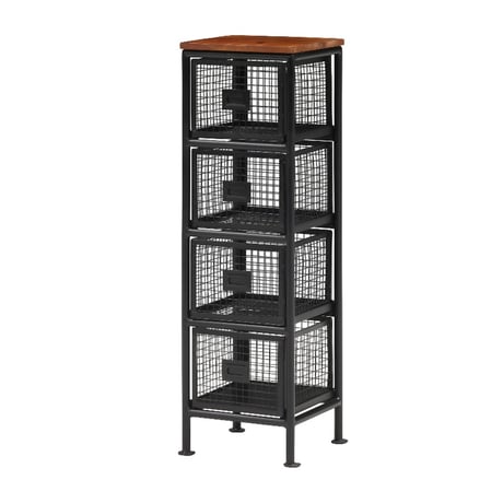IRON×WOOD 無骨なアイアンチェスト / BLACK / 4杯 H1020mm / リビング収納 / キッチン収納 / サイドテーブル