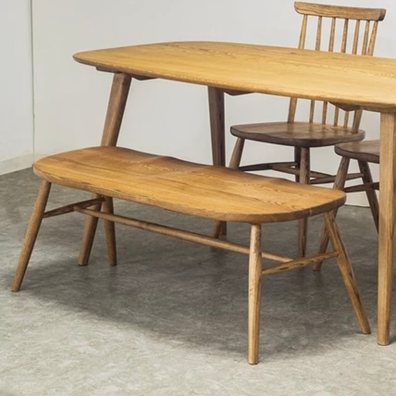 アッシュ無垢材 ダイニングベンチチェア / 背なしベンチ / 120cm幅