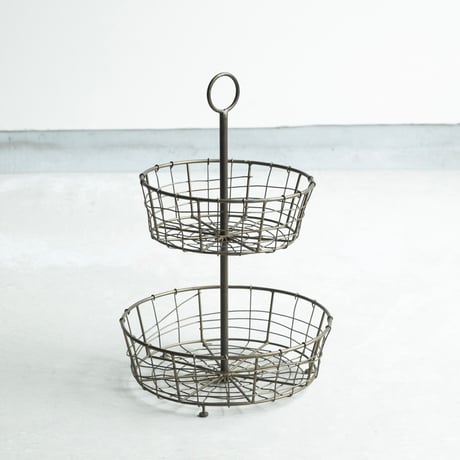 WIRE ROUND BASKET / 2tray / Gold ワイヤーシェルフ
