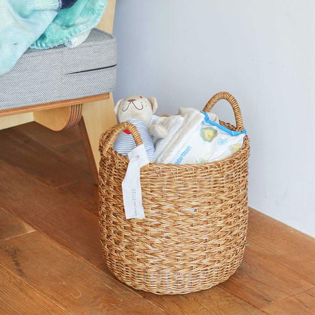 ROUND BASKET / 2 SIZE SET / 暮らしに寄り添いシーンを選ばず使えるころんとしたナチュラルバスケット収納