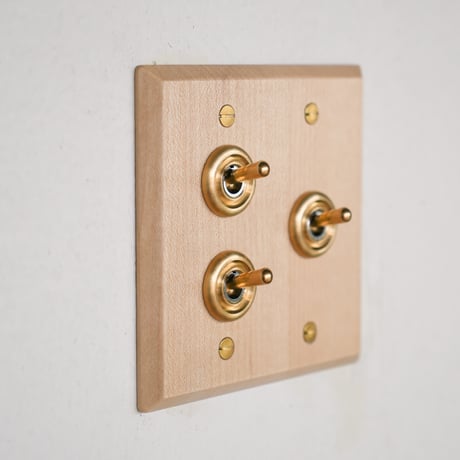 AXCIS.INC / WOOD + BRASS SWITCH PLATE / ウッデンプレートスイッチ メープル / 1,2,3,4スイッチ