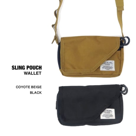 SLING WALLET POUCH / スリングウォレットポーチ /  ウォレット / 財布 カード収納 / コヨーテベージュ , ブラック / ショルダーバッグ  ポーチ