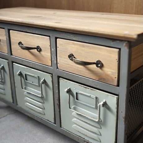 WOOD×IRON MINI CHEST / ドロワー チェスト / ミニチェスト / キッチン収納 / リビング収納 / サイズ : W54xD22xH32 cm