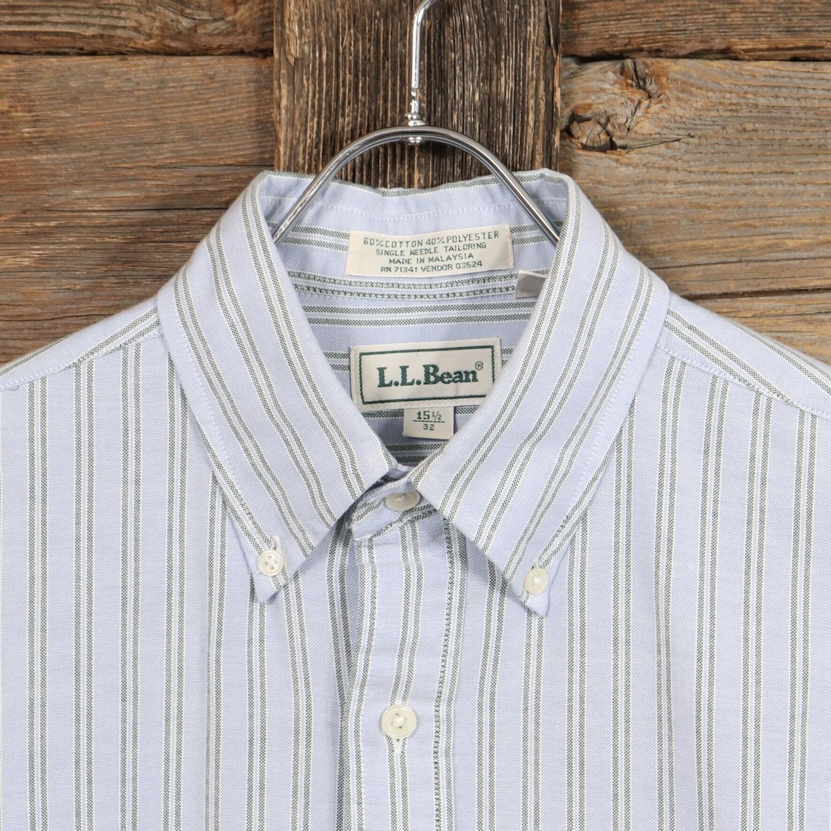 エルエルビーン  オックスフォード 長袖 ボタンダウンストライプシャツM L.L.Bean ストライプ柄 ロングスリーブ ボタンダウンシャツ