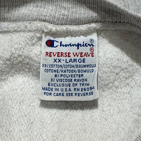 90s　Champion　リバースウィーブ　Reverse Weave　USA製　Size XXL　目あり　刺繡タグ　チャンピオン　(S5380)