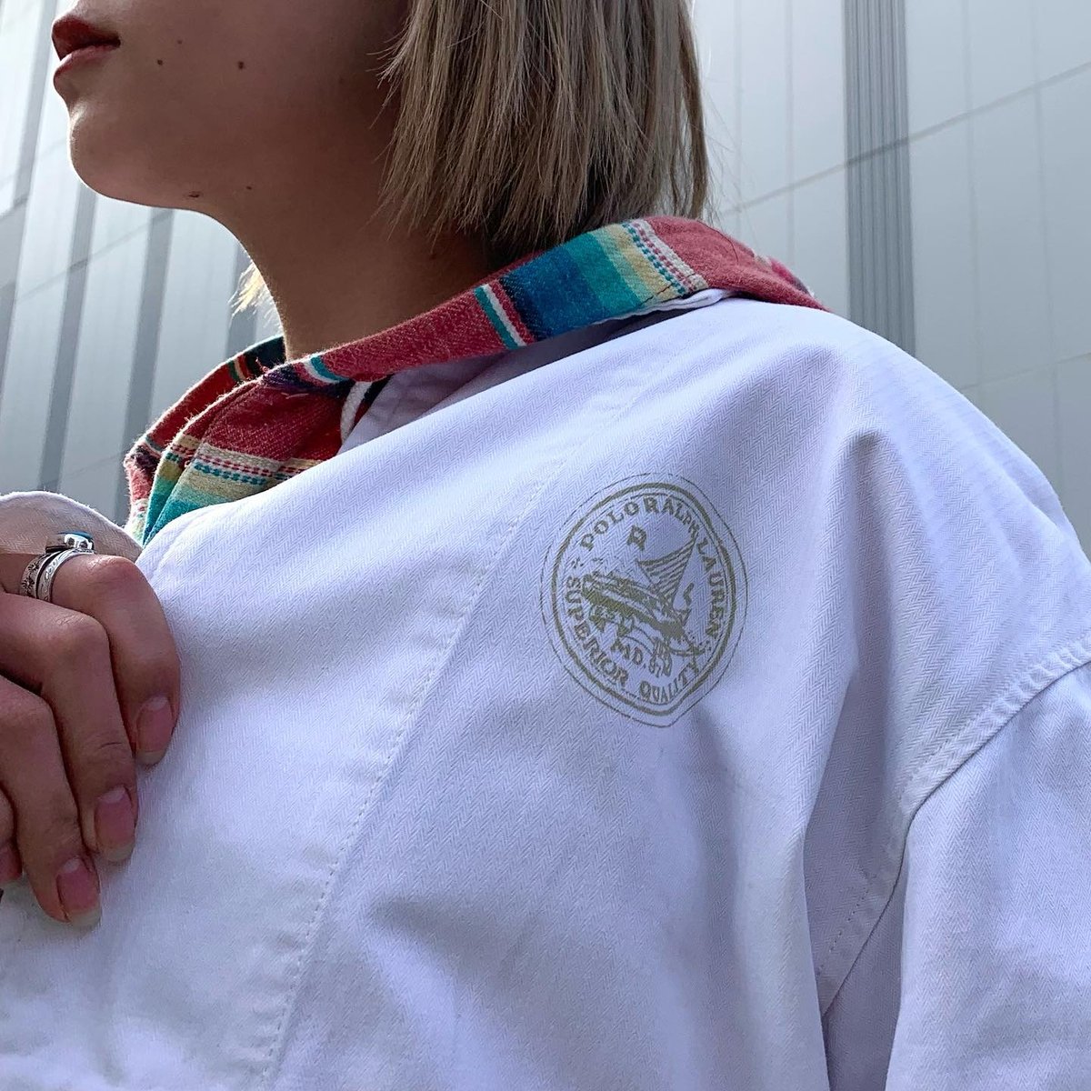 90s POLO by Ralph Lauren HBT スウィングトップ 白 ワンポイント