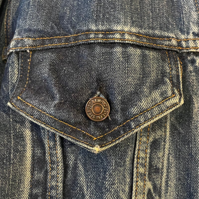 ビンテージ70s【Levi's70505-0217デニムGジャン】44布ケアタグ 70s Levi's 70505 0217 デニムジャケット USA製 2ポケ Size 44