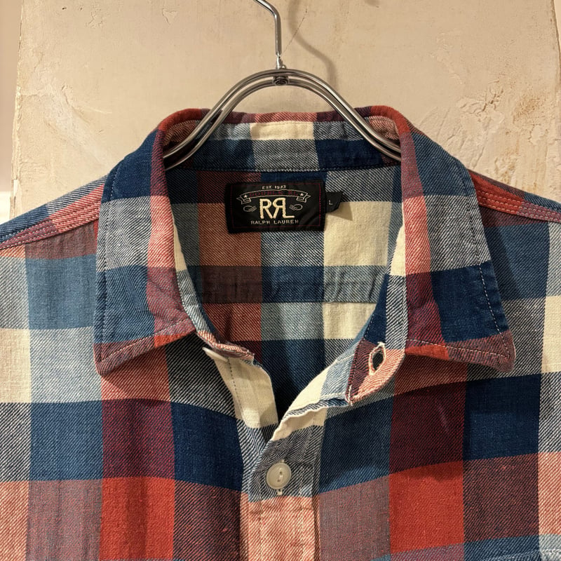 RRL RALPH LAUREN L/S ワークシャツ Size L チェックシャツ ラルフロ