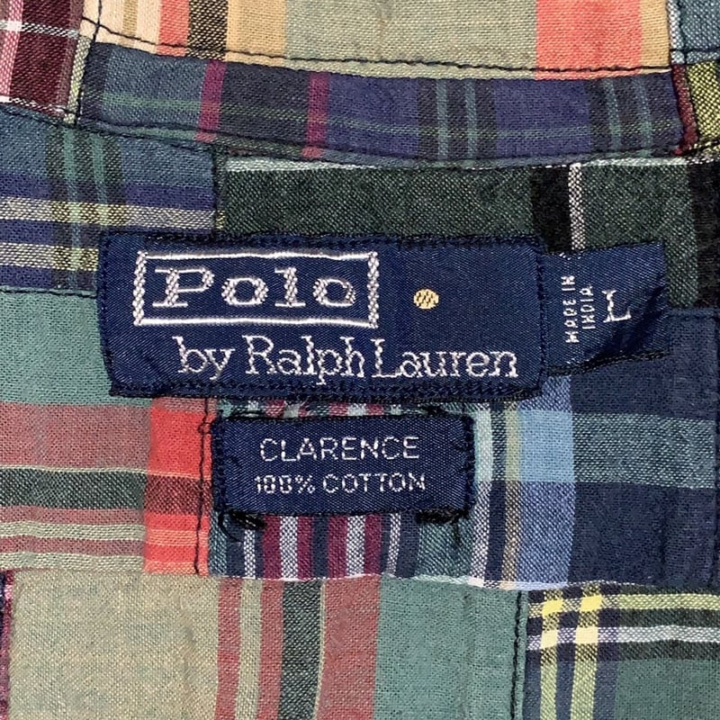ポロラルフローレン 90s 緑系 パッチワーク プルオーバーシャツ POST JUNK / 90's RALPH LAUREN パッチワーク ロングスリーブ