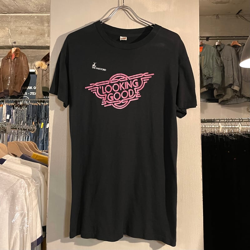 70s Hanes S/S Tシャツ USA製 Size L LOOKING GOOD 企業T