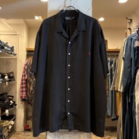 Polo by Ralph Lauren　S/Sオープンカラーシャツ　Size 3XB　ポロ ラルフローレン　ビッグサイズ　ブラック　リネン×シルク　(S5615)