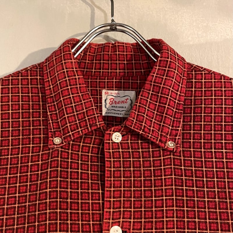 60s Brent プリントネルシャツ 3点留めボタン ボックス 60s Brent プリントネルシャツ 3点留めボタン ボックス