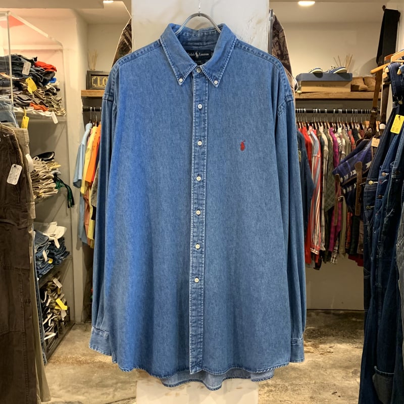90s Ralph Lauren L/S BDデニムシャツ ラルフローレン ボタン 90s Ralph Lauren L/S BDデニムシャツ ラルフローレン ボタン