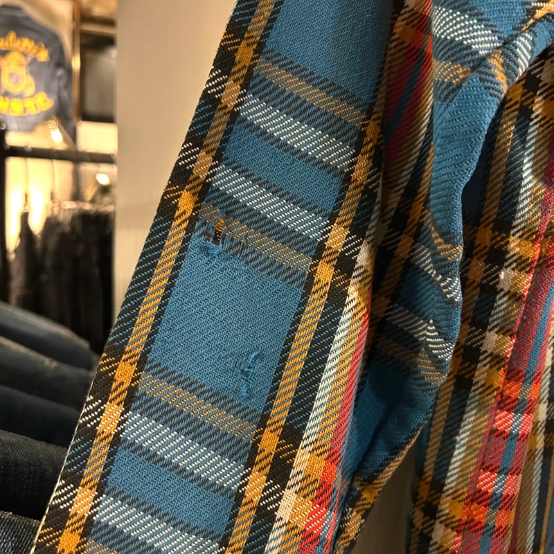 70's BIGMAC ネルシャツ 単色タグ 好配色 ブルー イエロー 皿ボタン 70's BIGMAC ネルシャツ 単色タグ 好配色 ブルー イエロー 皿ボタン