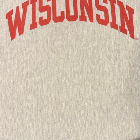 90s　Champion　リバースウィーブ　Reverse Weave　Size XL　WISCONSIN　染み込みプリント　青タグ　チャンピオン　(S5226)