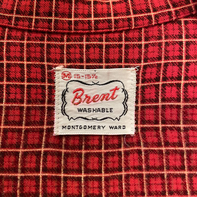 60s Brent プリントネルシャツ 3点留めボタン ボックス 60s Brent プリントネルシャツ 3点留めボタン ボックス