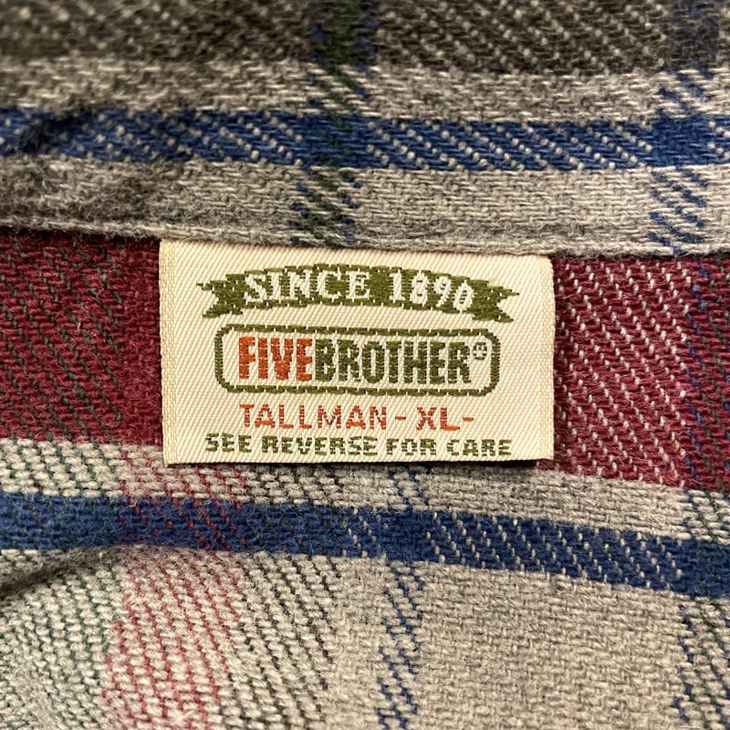 80s FIVE BROTHER ネルシャツ ファイブブラザー USA製 コットンシャツ