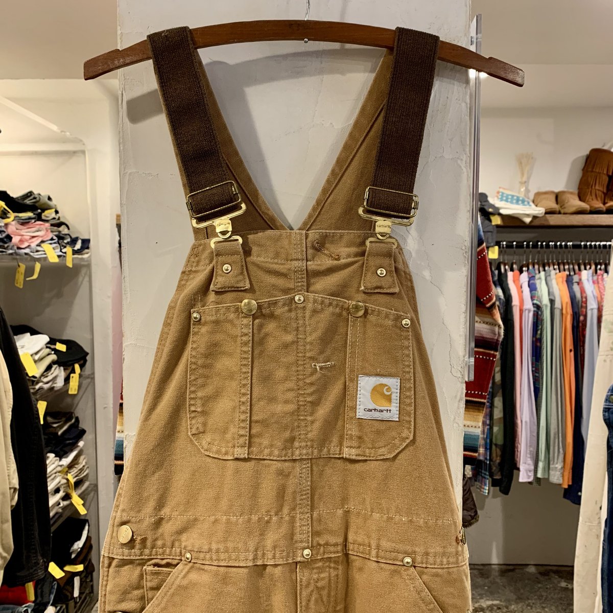 90s Carhartt ダック地 オーバーオール ダブルニー カーハート (S2187
