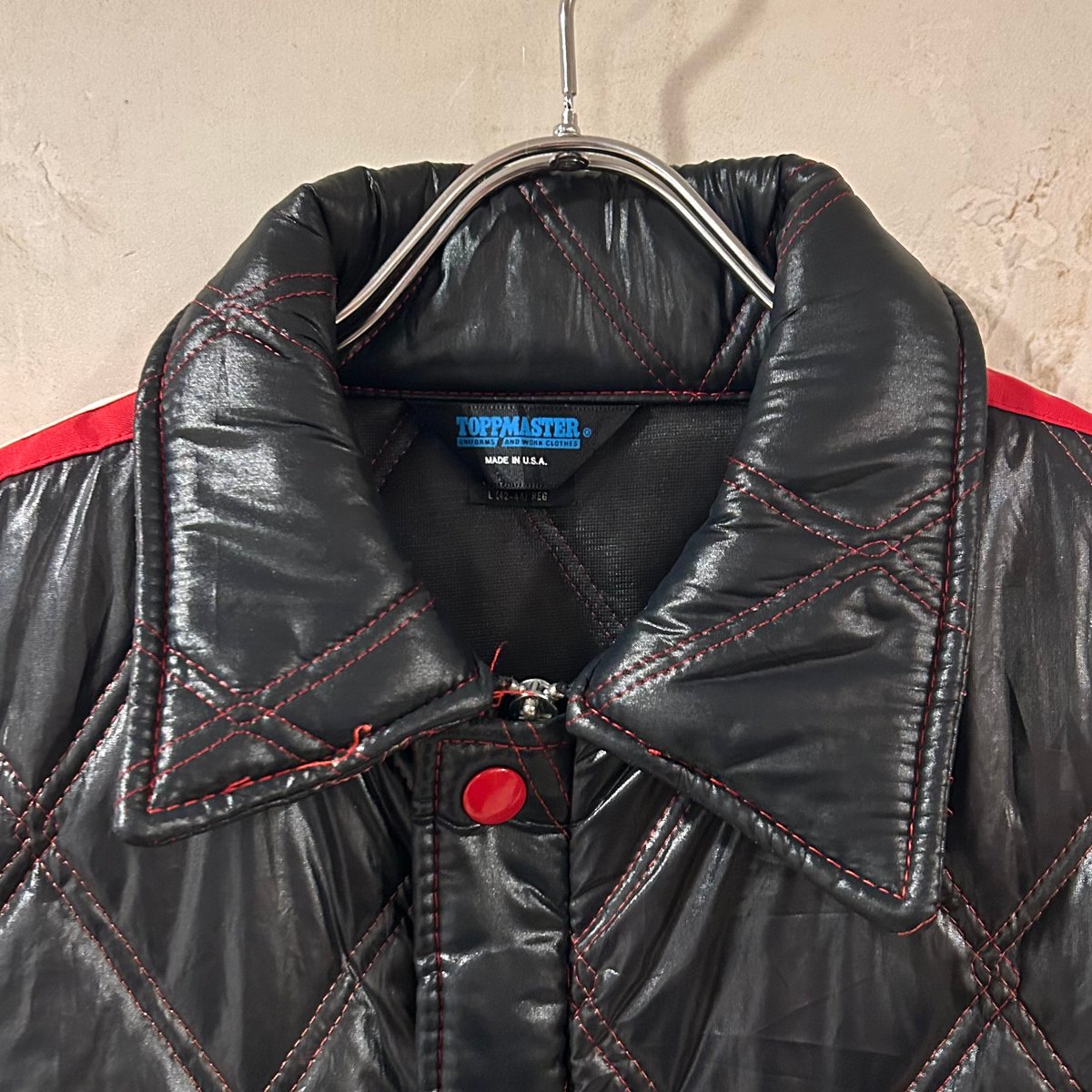 80s TOPPMASTER レーシングジャケット キルティング ワッペン ブラック