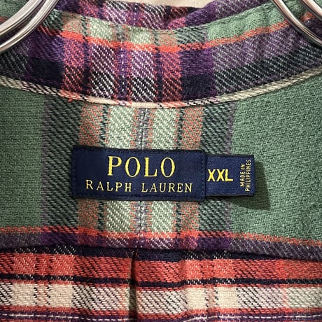 POLO RALPH LAUREN　L/Sチェックネルシャツ　ラルフローレン　チェック柄　ショルダーパッチ　(S3298)