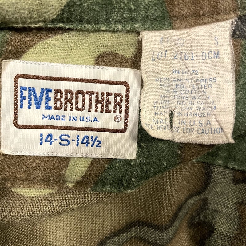 80s FIVE BROTHER ネルシャツ ファイブブラザー USA製 cotton×pol