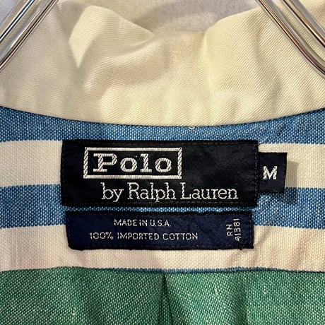 90s　POLO by Ralph Lauren　L/Sラガーシャツ　ラルフローレン　ボーダー柄　USA製　(S3503)