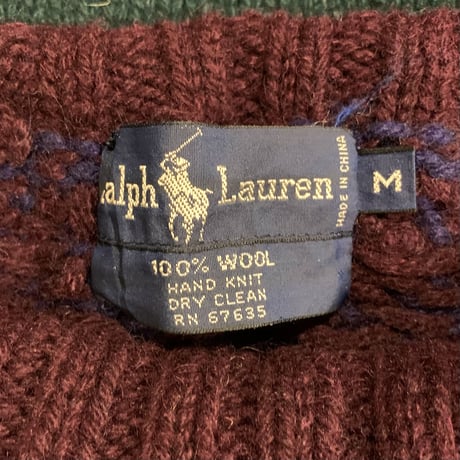 90s　POLO by Ralph Lauren　ウールセーター　タートルネック　ネイティブ柄　ラルフローレン　WOOL 100%　(S3020)