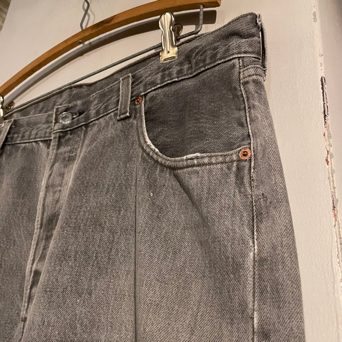 90s Levi's 501 先染めブラックデニム パンツ 36×28 USA製 カットオフデ