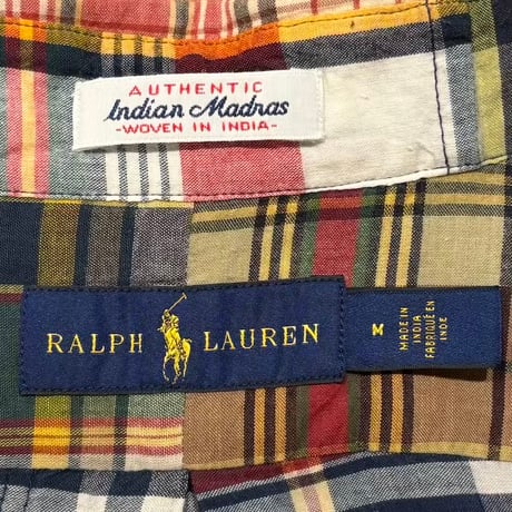 RALPH LAUREN　S/S パッチワークシャツ　Size M　ラルフローレン　ボタンダウンシャツ　(S5603)