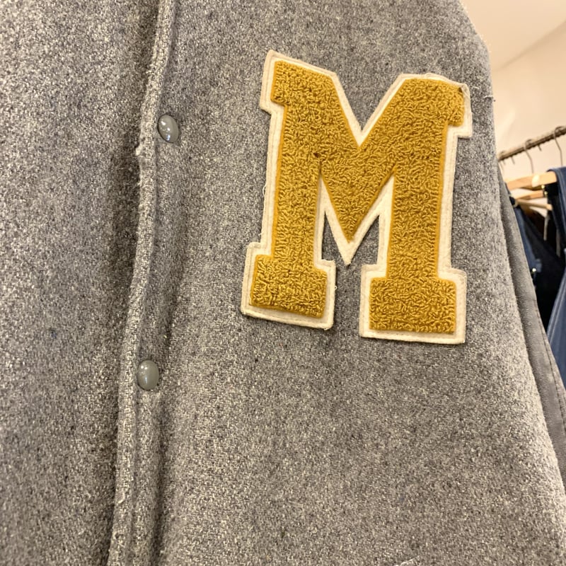 80s Fordham スタジャン フォーダム ロング丈 ウールxレザー (S2080