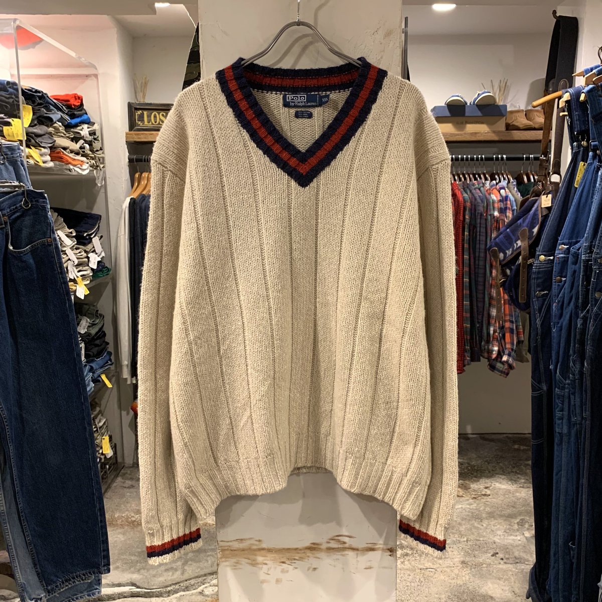 90s POLO by Ralph Lauren チルデンニット ラルフローレン XXL (S...
