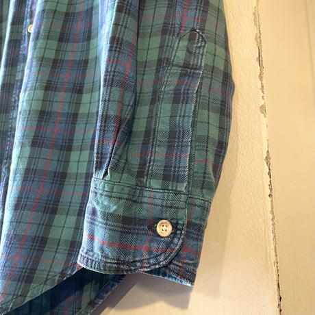 90s　L.L.Bean　L/S ボタンダウンシャツ　USA製　ロングスリーブ　エルエルビーン　コットンシャツ　チェック柄　(S2905)