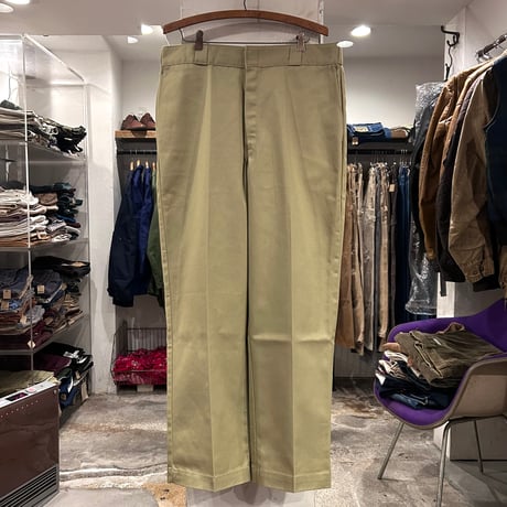 80s　Dickies 874　ワークパンツ　ディッキーズ　ベージュ　チビタグ　36×30　USA製　(S3996)