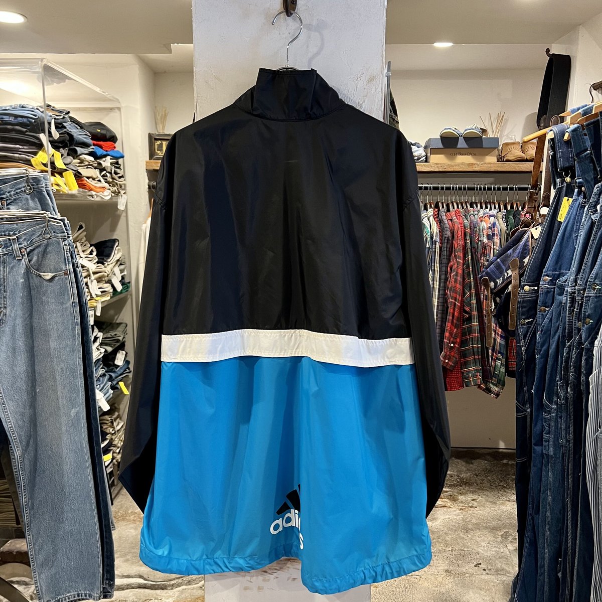 adidas ナイロンジャケット ブラック/ターコイズ adidas ナイロンジャケット アディダス シャカシャカ ブラック